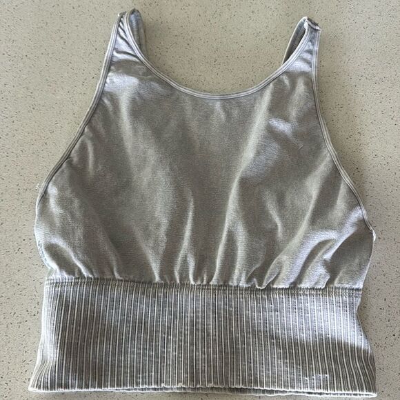 NWOT Free People Good Karma Hi Neck Gray M/L Sports Bra Top Movement Gym - Picture 4 of 16